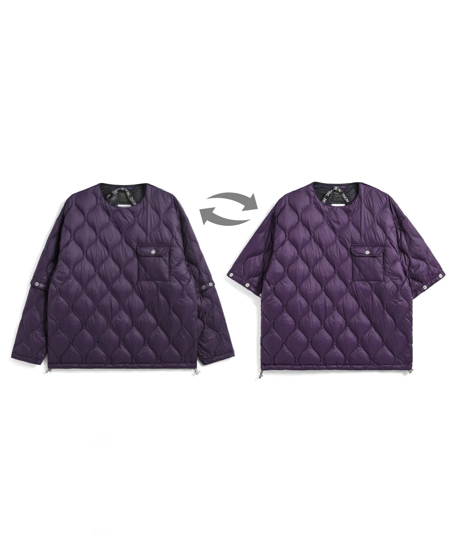 Military Detachable Sleeve Down Jacket - D.Purple