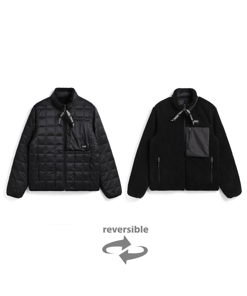 Reversible Soft Boa Down Jacket - Black/Black