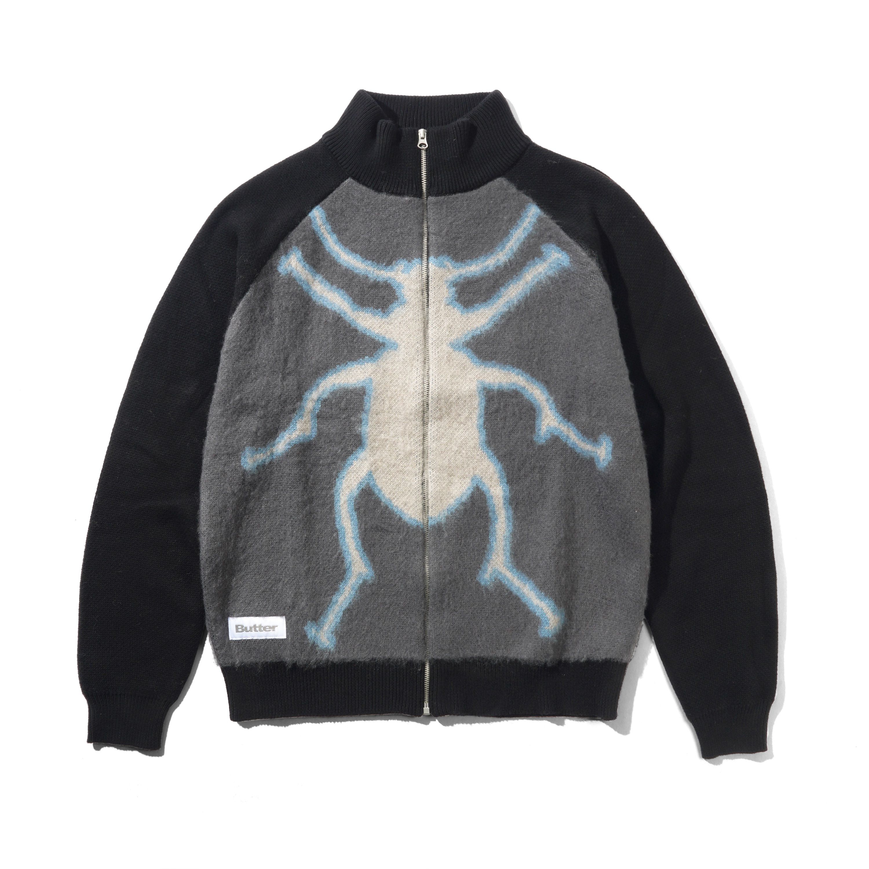 Beetle Zip-Thru Knit Sweater - Black