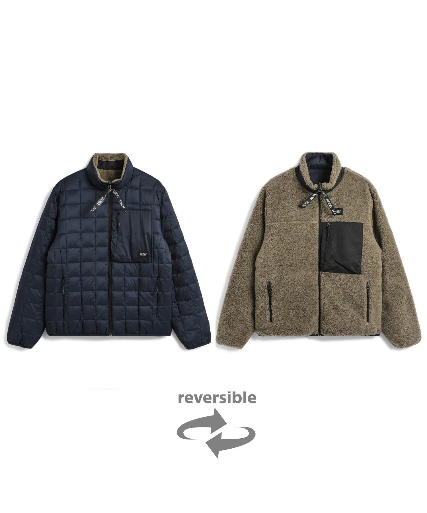 Reversible Soft Boa Down Jacket - D.Navy/D.Beige