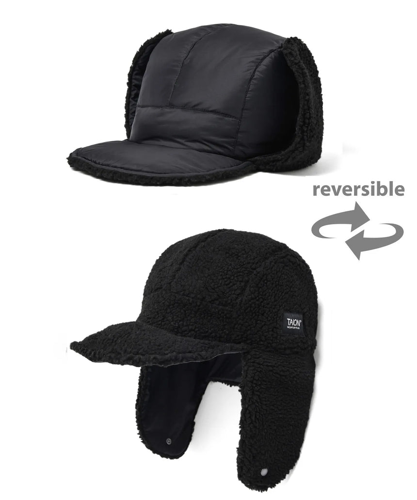 Mountain Reversible Down & Boa Cap - Black/Black