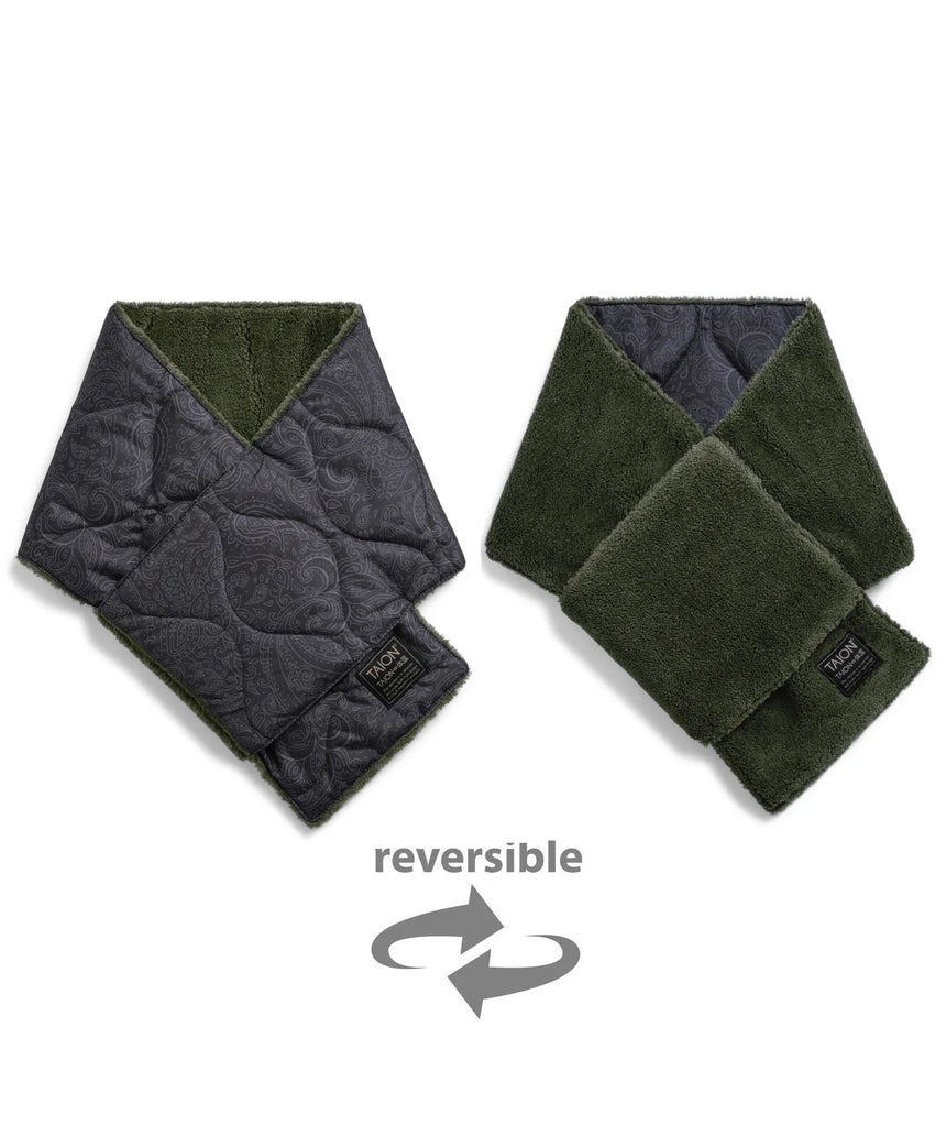 Military Reversible Down Scarf - Paisley/D.Olive