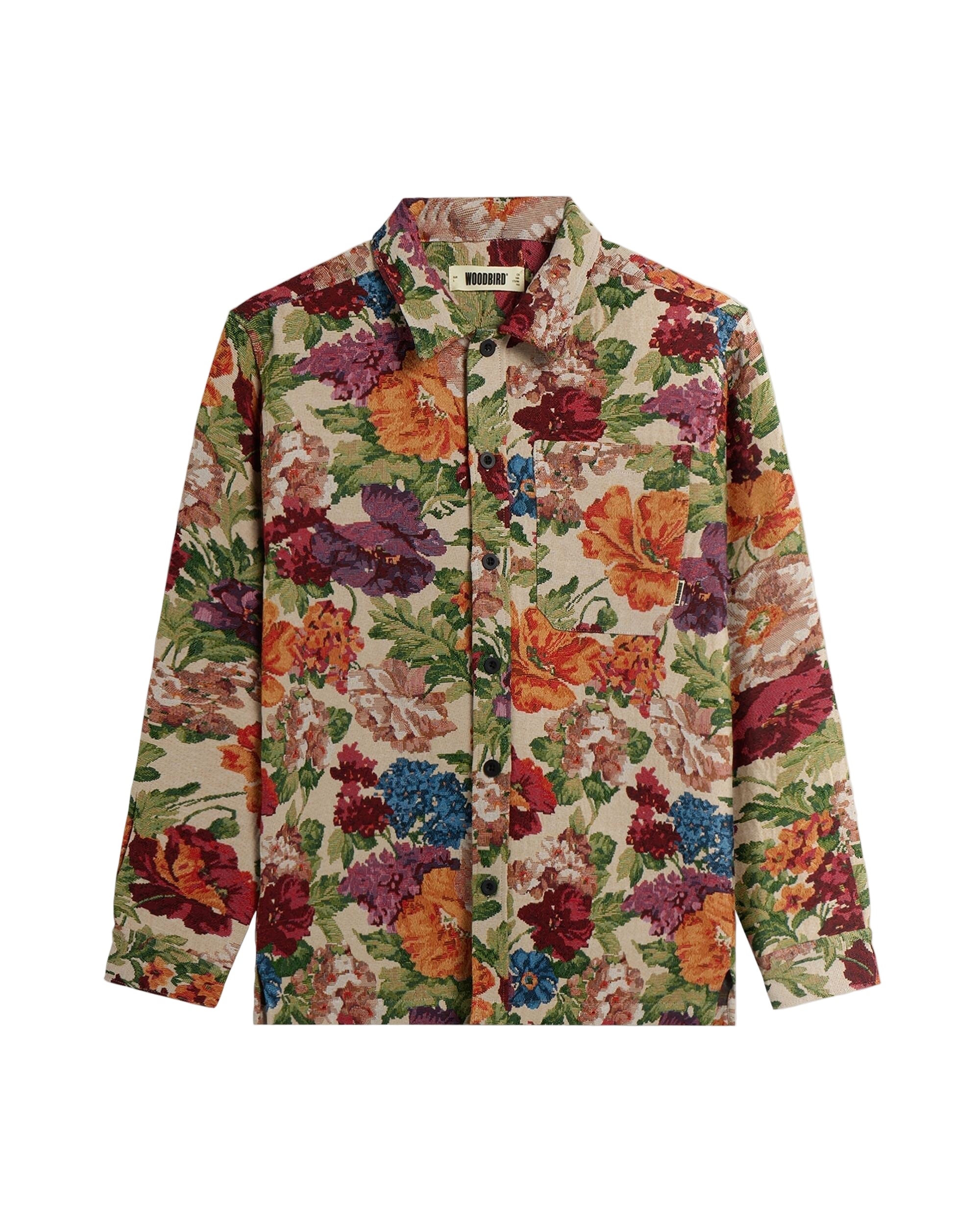 Floral patterned shirt on a beige background