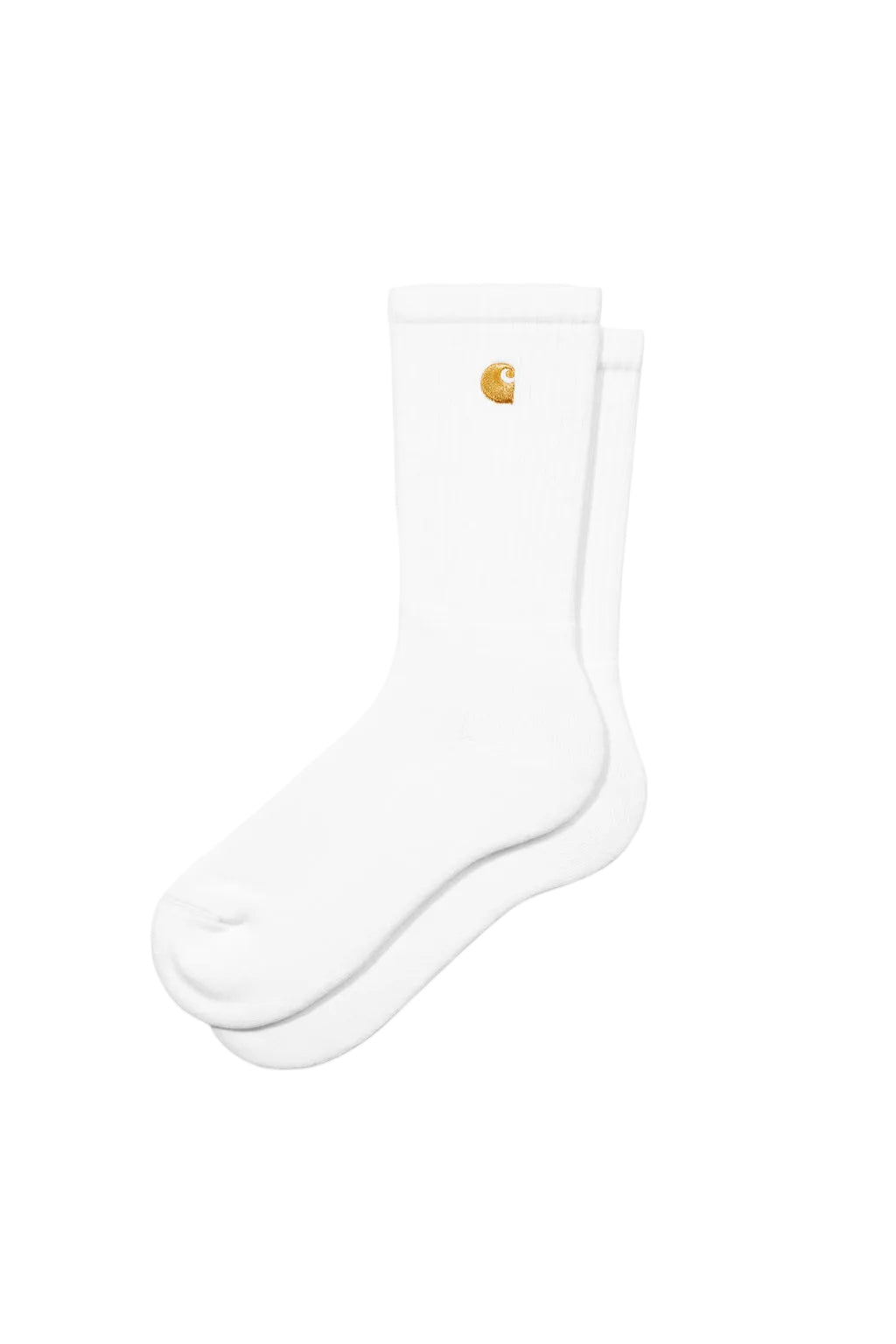 White sock with a brand logo on a white background