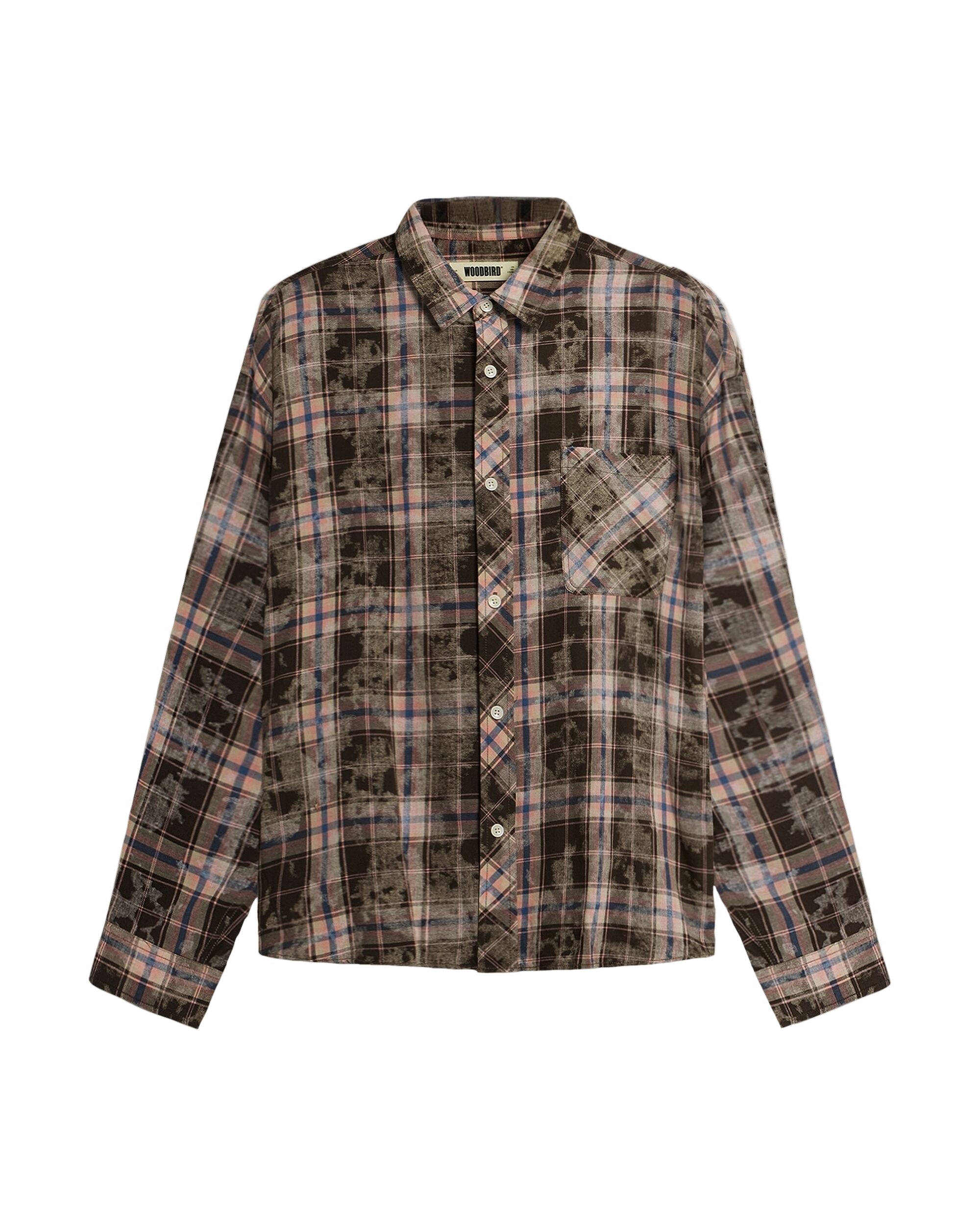 Plaid shirt with a patterned design on a white background