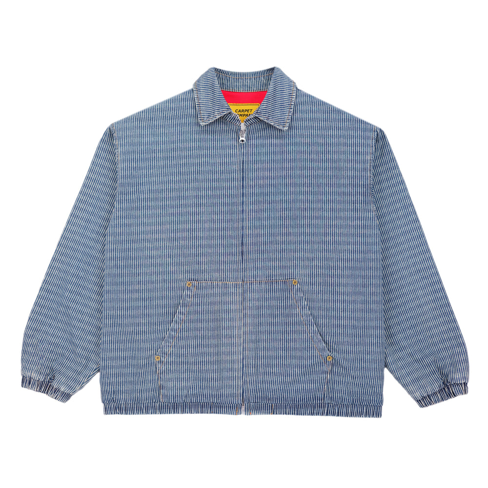 Pinstripe Denim Work Jacket - Dark Blue
