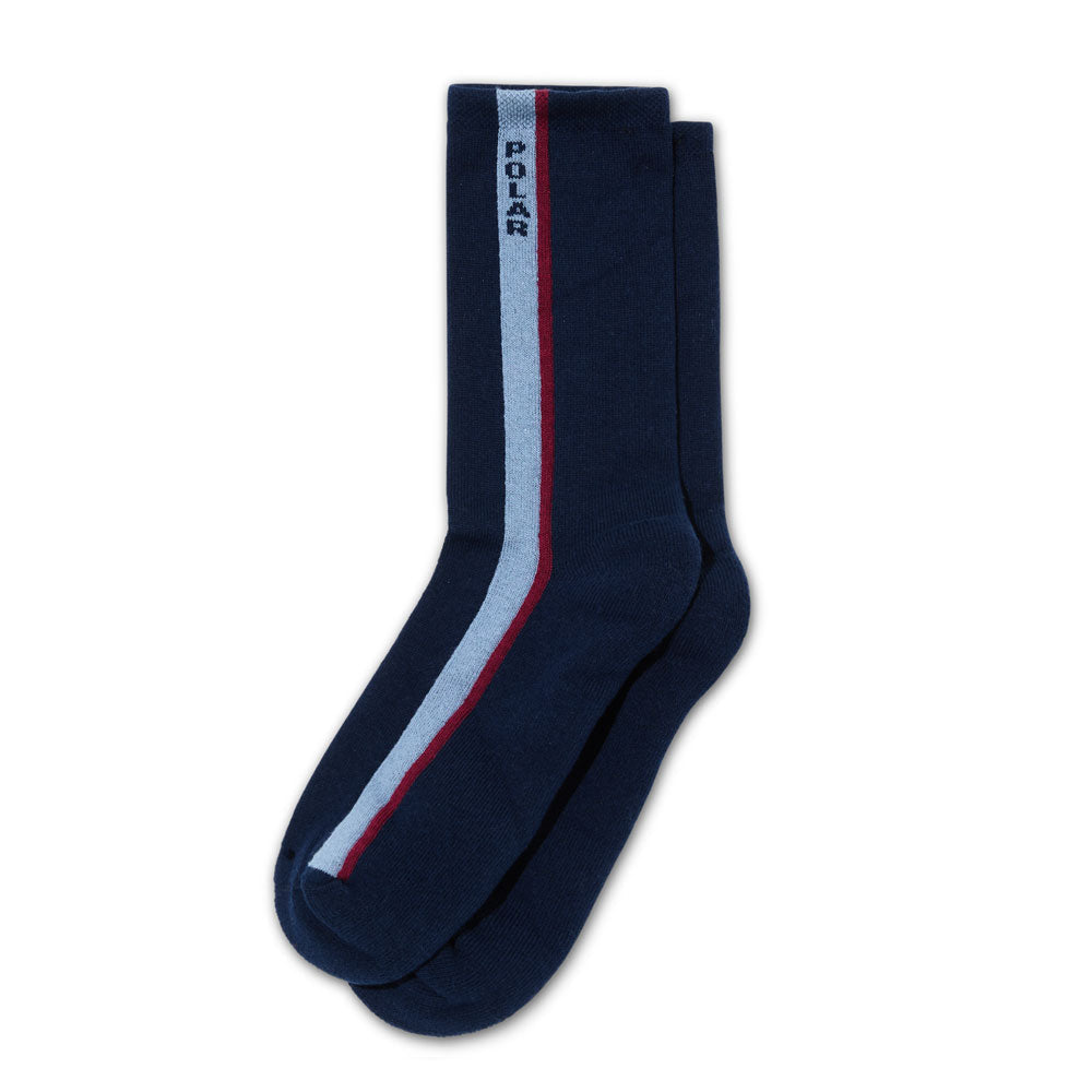 Chaussettes habillées à rayures latérales – Bleu marine