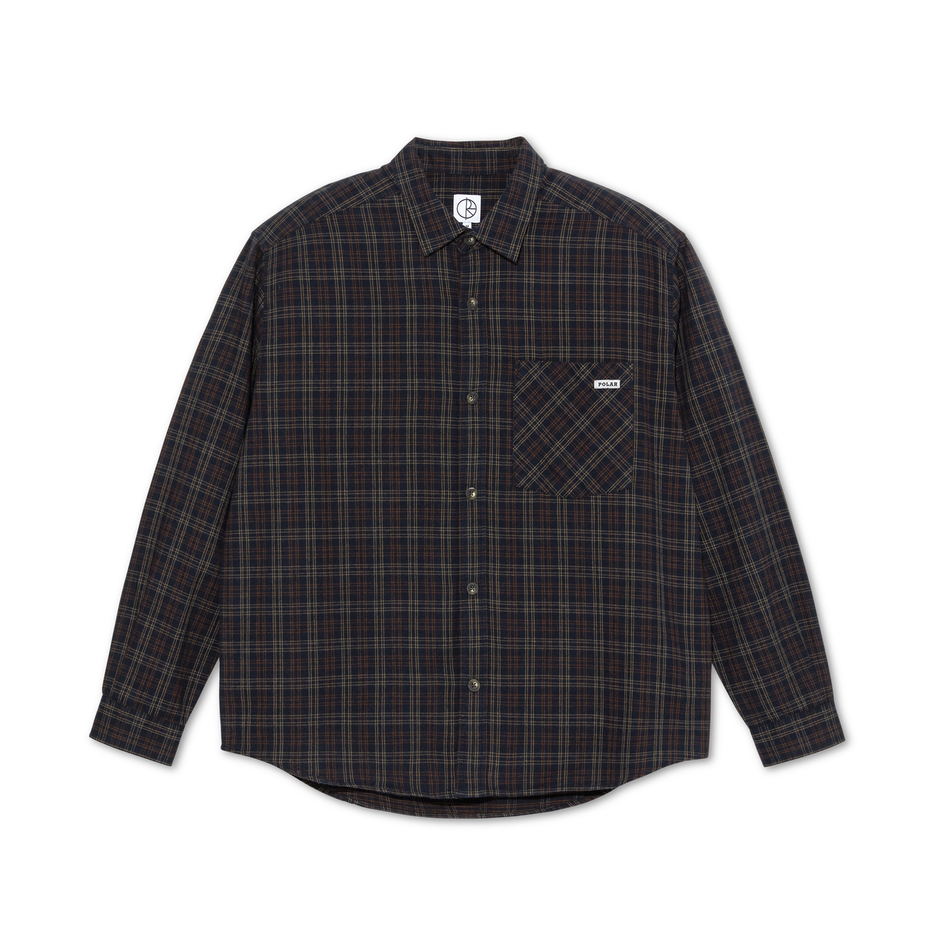 Mitchell LS Shirt Flannel - Navy/Brown