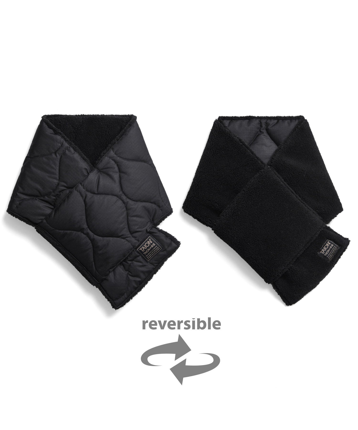 Écharpe militaire réversible en duvet - Noir/Noir