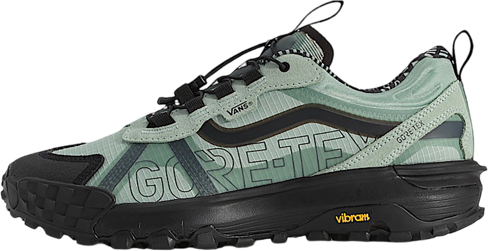 Green hiking shoe with black sole and 'Gore-Tex' branding on a white background