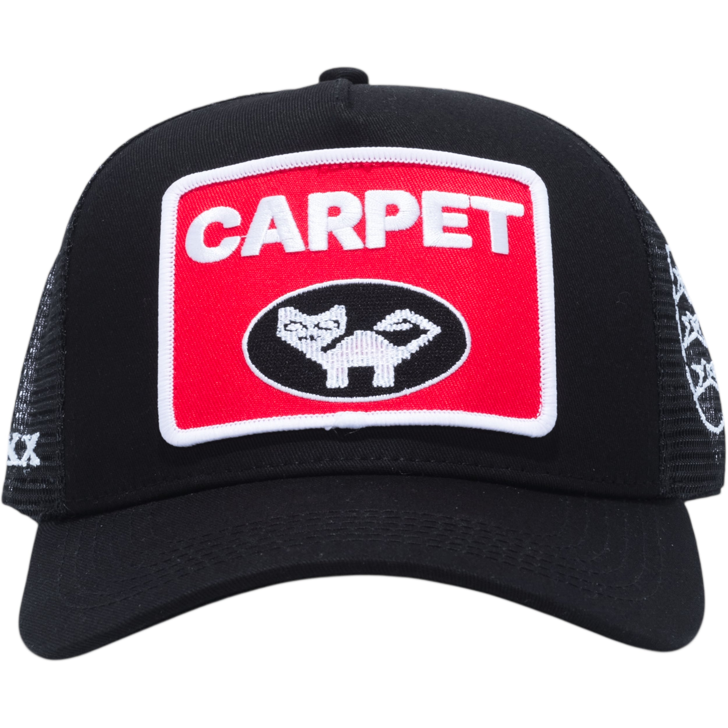 Black cap with a red 'CARPET' patch featuring a fox logo on a white background