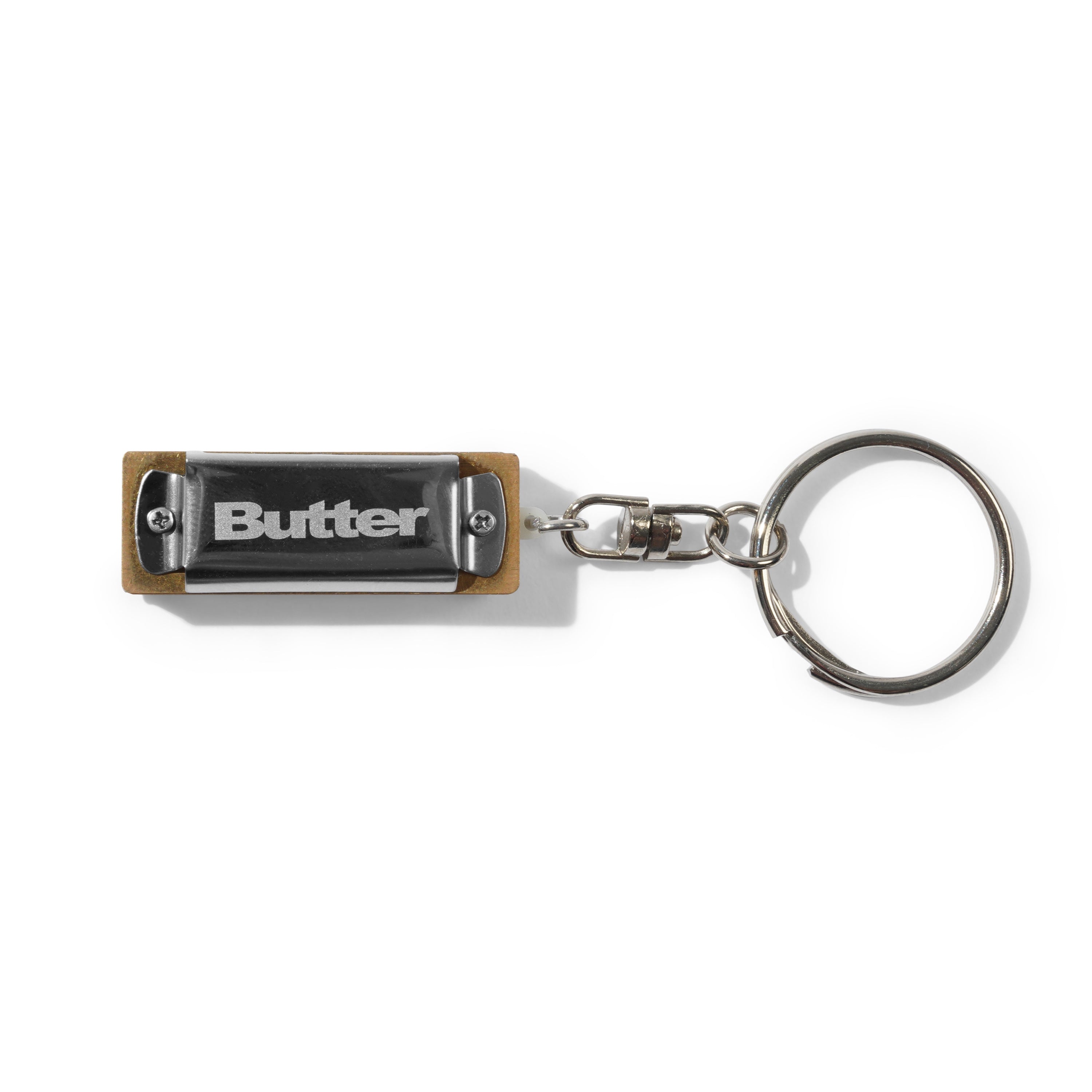 Keychain with 'Butter' branding on a white background