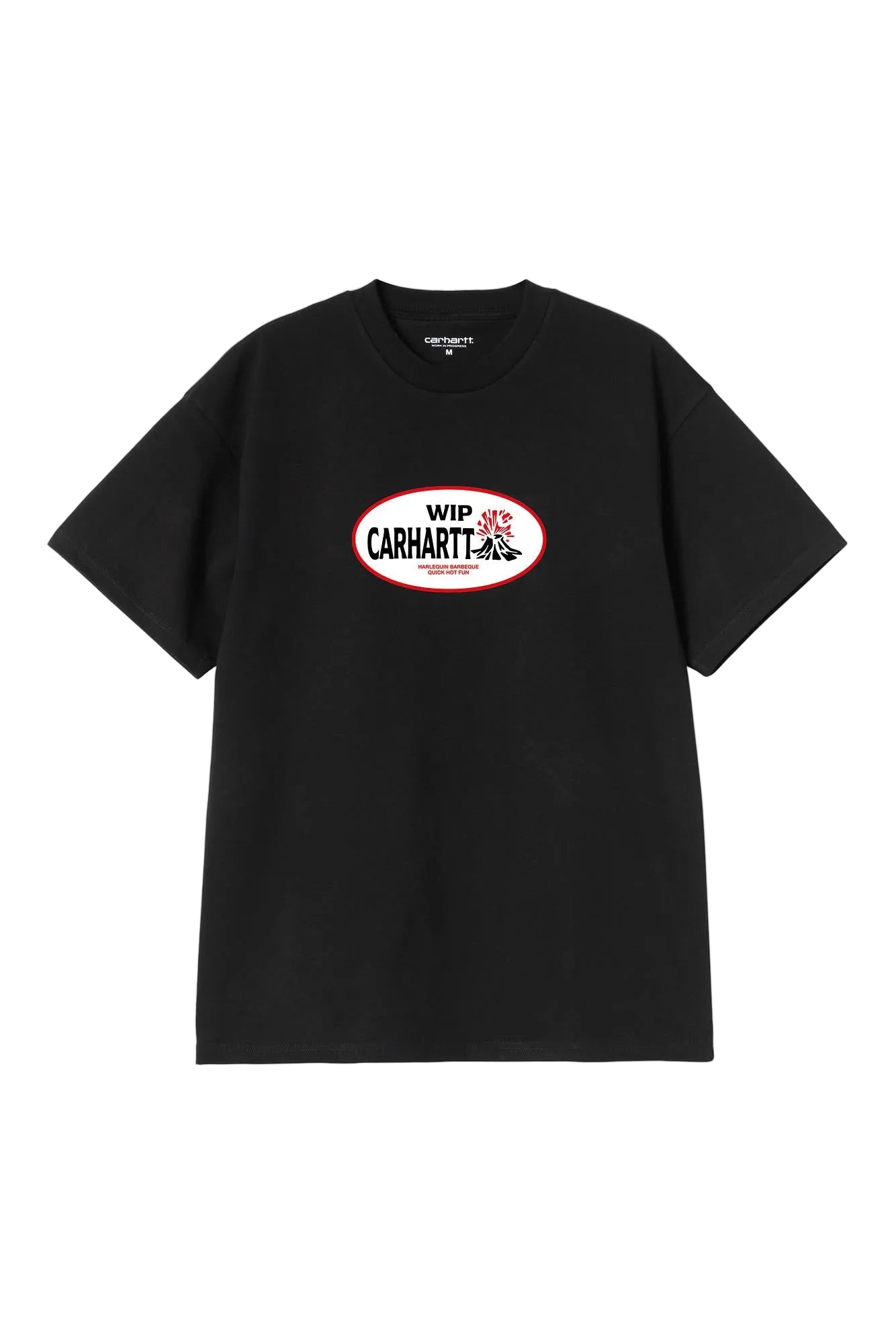 Black t-shirt with Carhartt logo on a white background