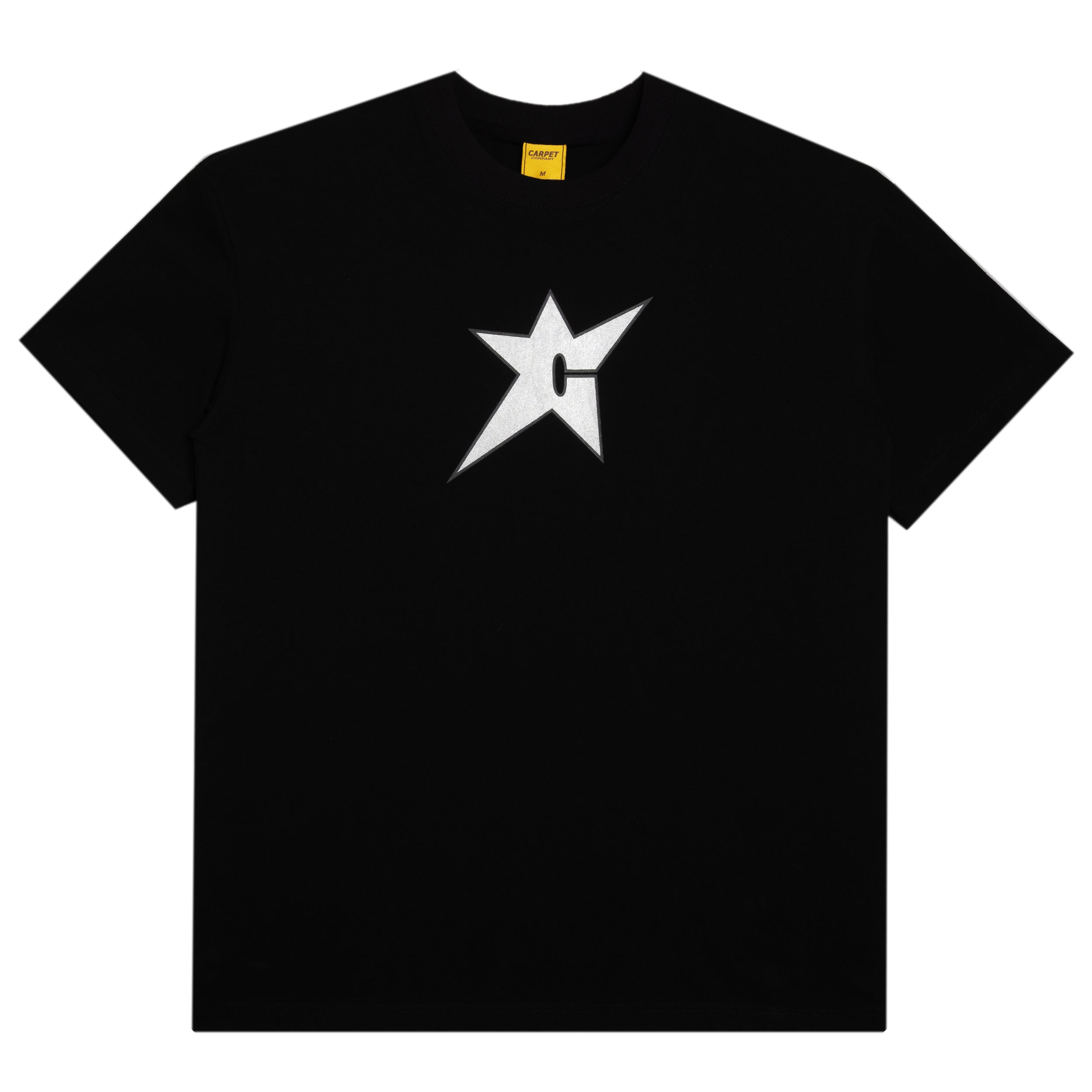 Black t-shirt with a white star and letter 'C' logo on a white background