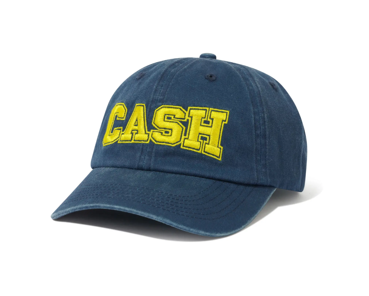 Blue cap with 'CASH' in yellow on a white background
