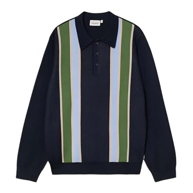 Arlo L/S Polo - Black/Aura Kendricks Stipe
