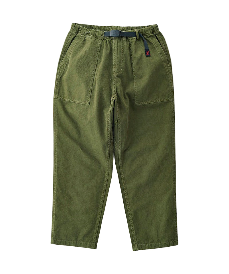 Green pants with a belt on a white background