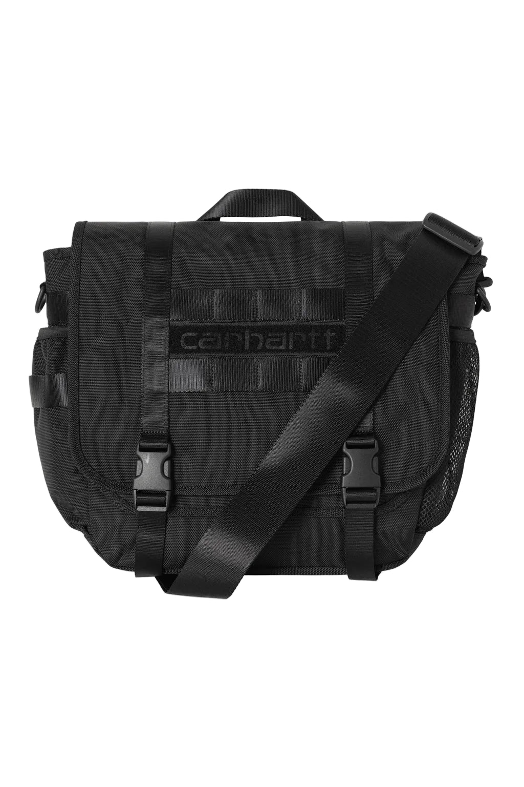 Black shoulder bag with Carhartt logo on a white background
