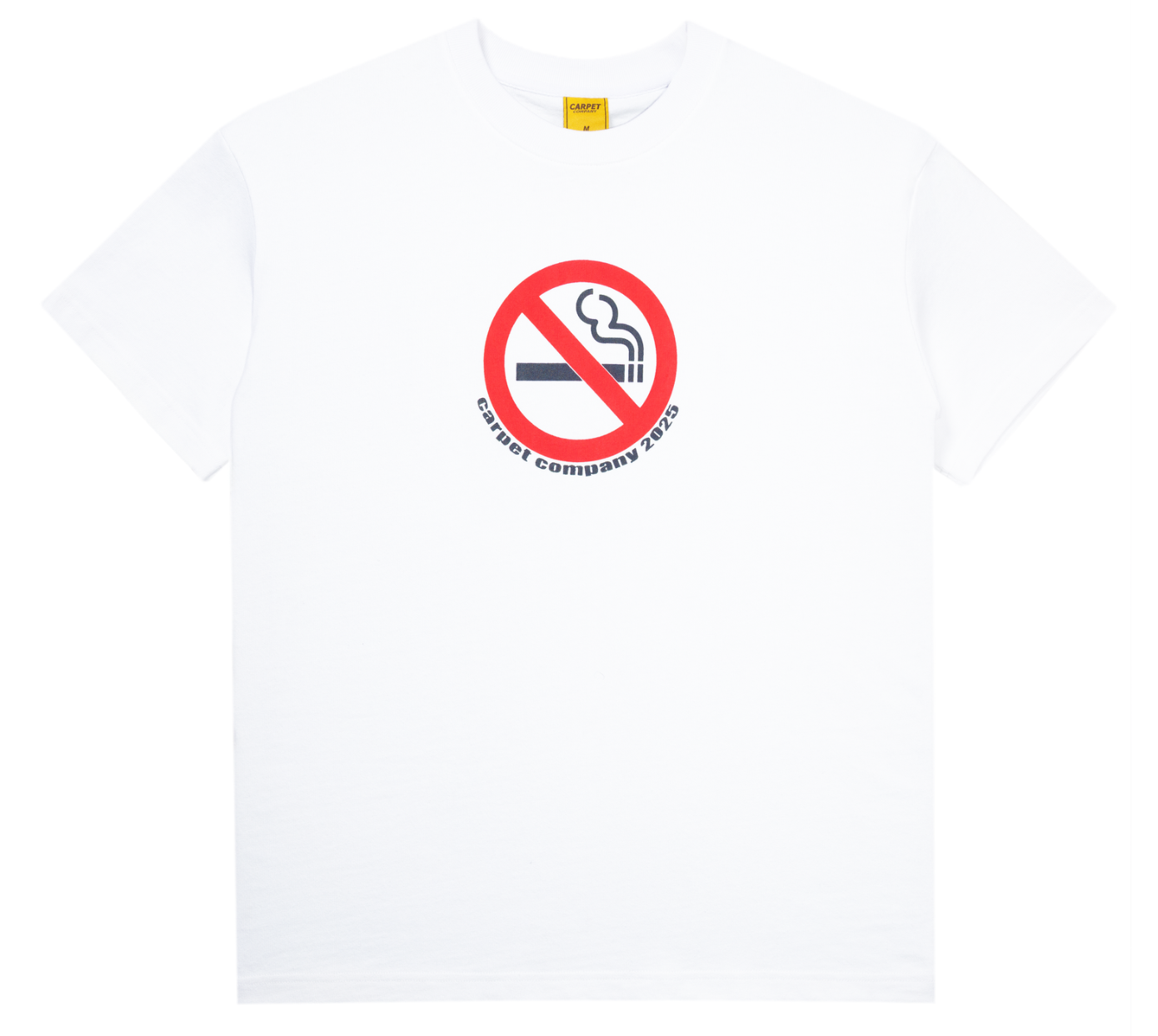 White t-shirt with a no smoking symbol on a white background
