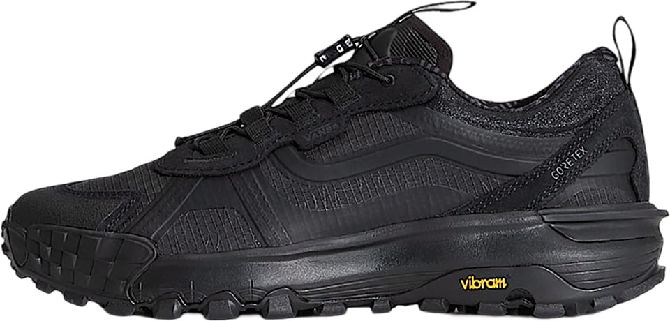 Black athletic shoe with visible brand logo on a white background