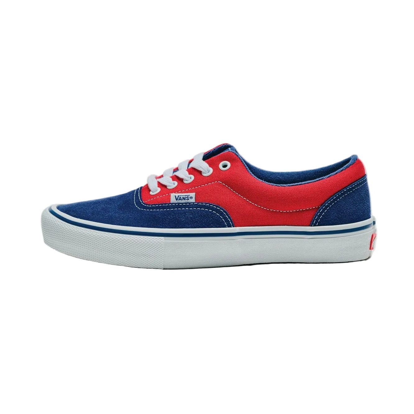 Blue and red vans sneaker on a white background