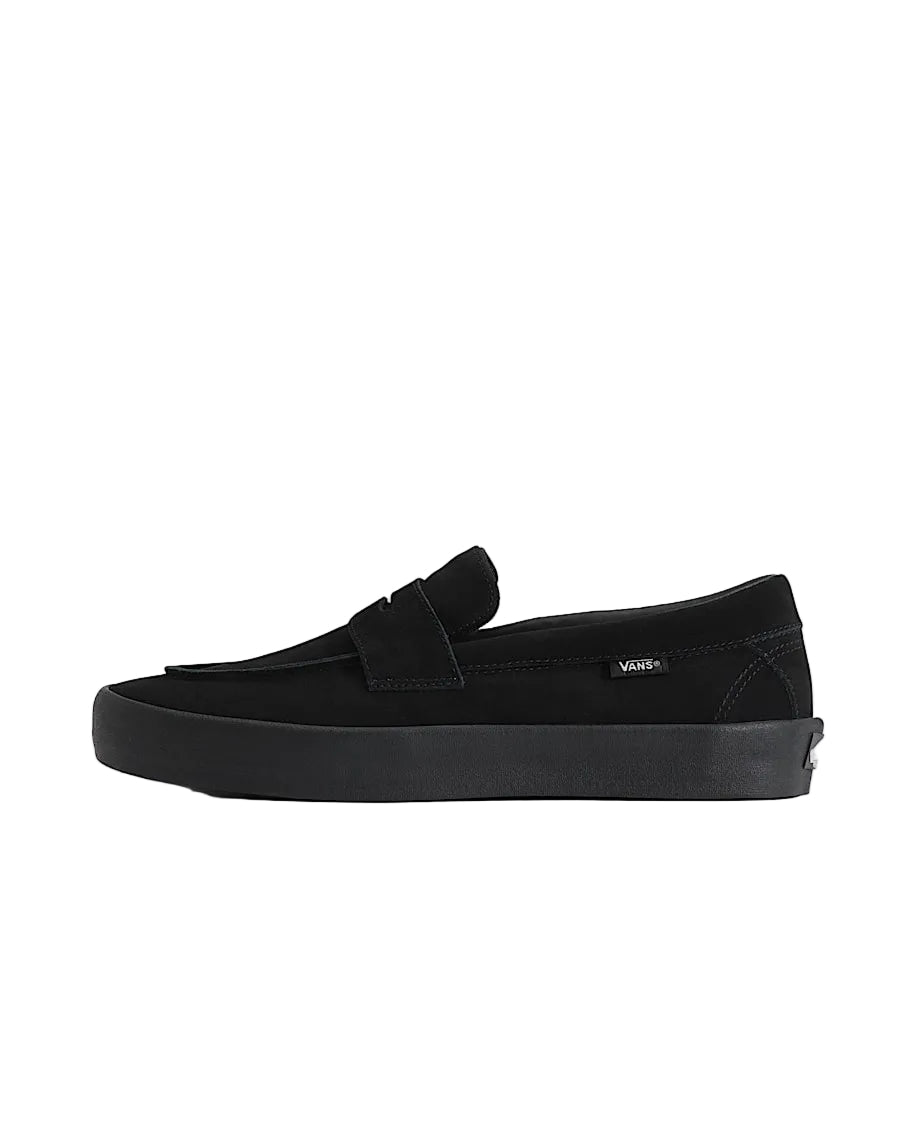 Black loafer shoe on a white background